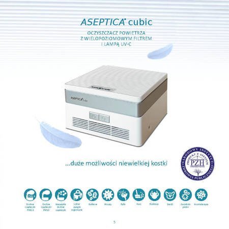 Zestaw Aseptica Cubic (biały) dezynfektor powietrza z filtrem UV.